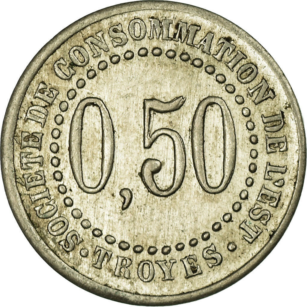 Münze, Frankreich, Société de Consommation de l'Est, Troyes, 50 Centimes, VZ