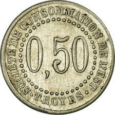 Münze, Frankreich, Société de Consommation de l'Est, Troyes, 50 Centimes, VZ