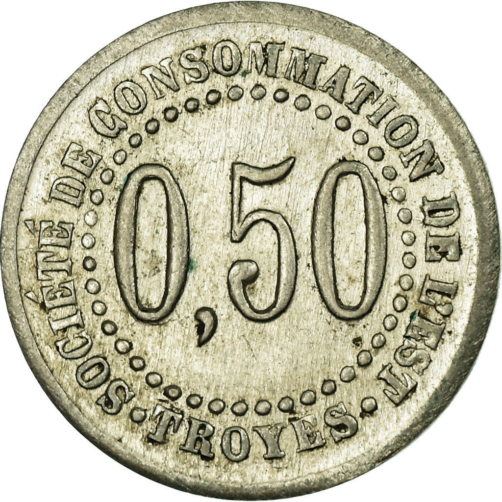 Münze, Frankreich, Société de Consommation de l'Est, Troyes, 50 Centimes, VZ