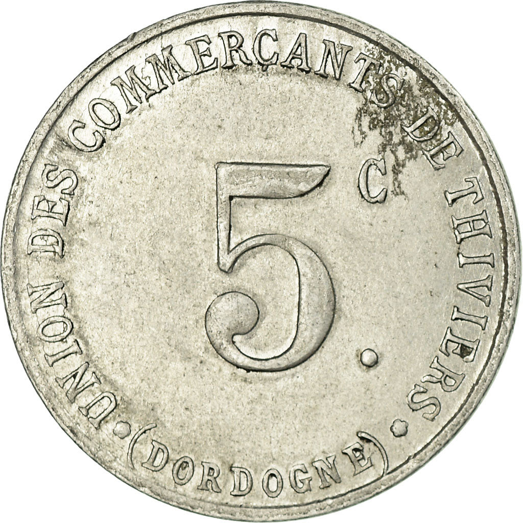 Moneta, Francia, Union des Commerçants, Thiviers, 5 Centimes, BB, Alluminio