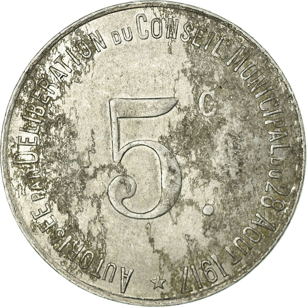 Moneta, Francia, Union des Commerçants, Thiviers, 5 Centimes, BB, Alluminio