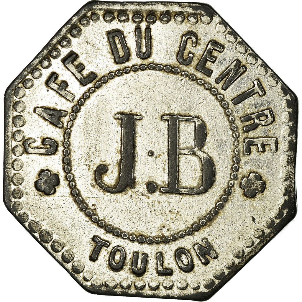Monnaie, France, Café du Centre, J.B, Toulon, 40 Centimes, TTB, Zinc nickelé