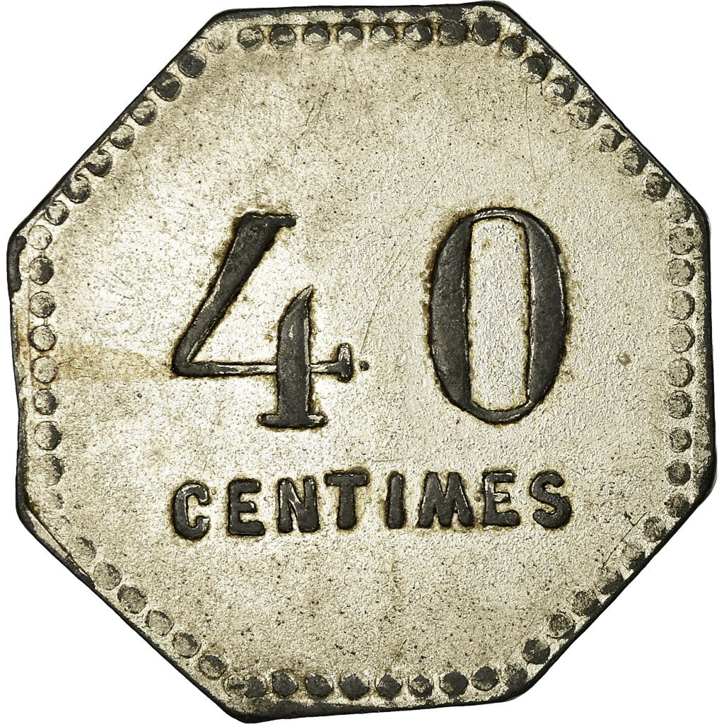 Monnaie, France, Café du Centre, J.B, Toulon, 40 Centimes, TTB, Zinc nickelé