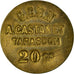 Monnaie, France, G.C.B.N, A. CASTANET, Tarascon, 20 Centimes, SUP, Laiton