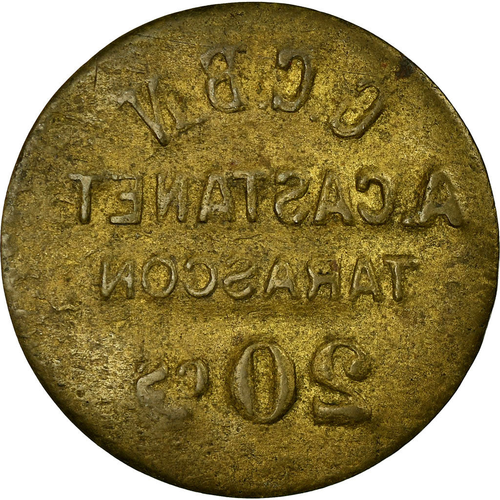 Monnaie, France, G.C.B.N, A. CASTANET, Tarascon, 20 Centimes, SUP, Laiton