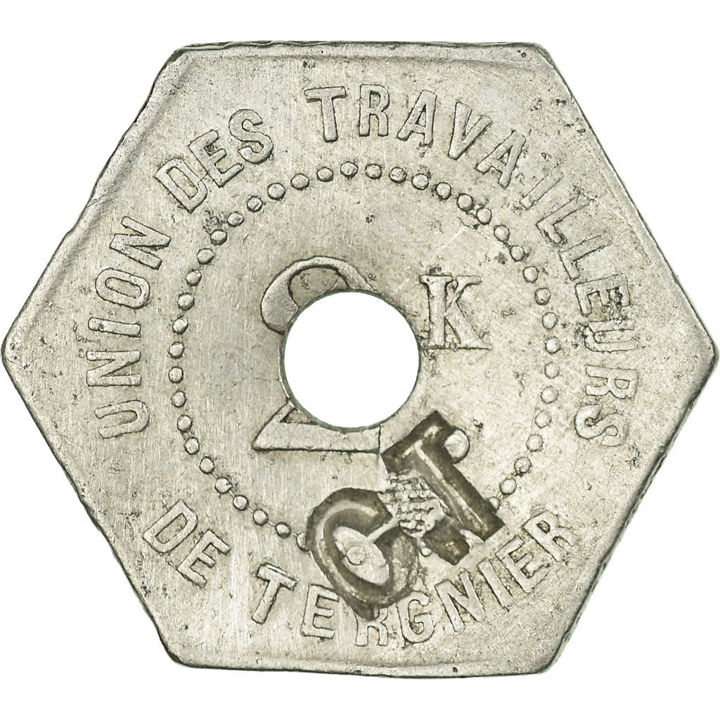 Moneda, Francia, Soc. Coop. de Tergnier, Union des Travailleurs, Tergnier, 2 kg