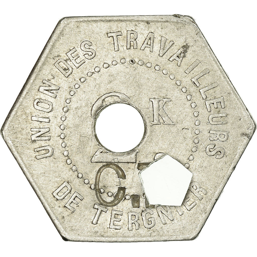 Coin, France, Soc. Coop. de Tergnier, Union des Travailleurs, Tergnier, 2 kg