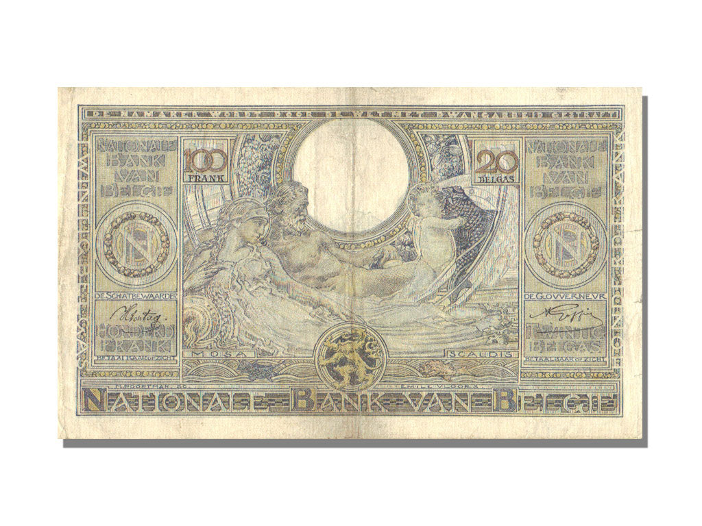 Belgium, 20 Belgas / 100 Francs, 1941, 1941-10-22, AU(50-53), 7835A092