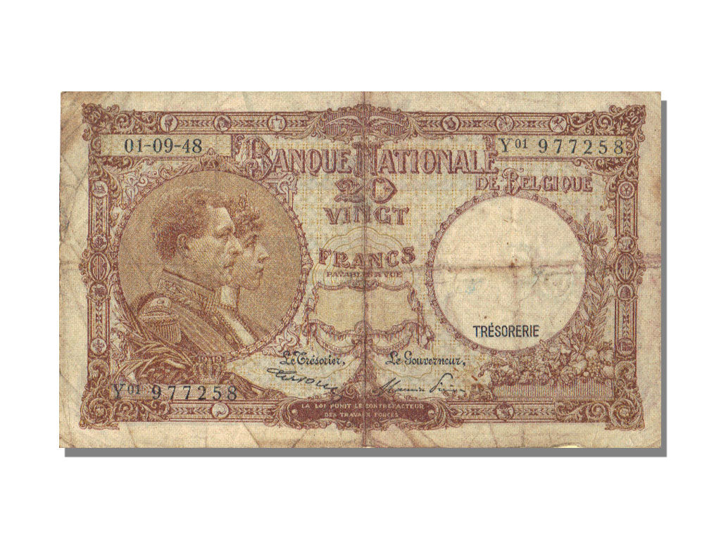 Belgium, 20 Francs, 1948, 1948-09-01, VF(30-35)