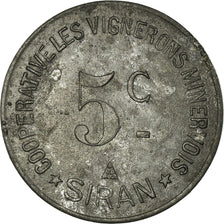 Monnaie, France, Coopérative les Vignerons Minervois, Siran, 5 Centimes, TTB+
