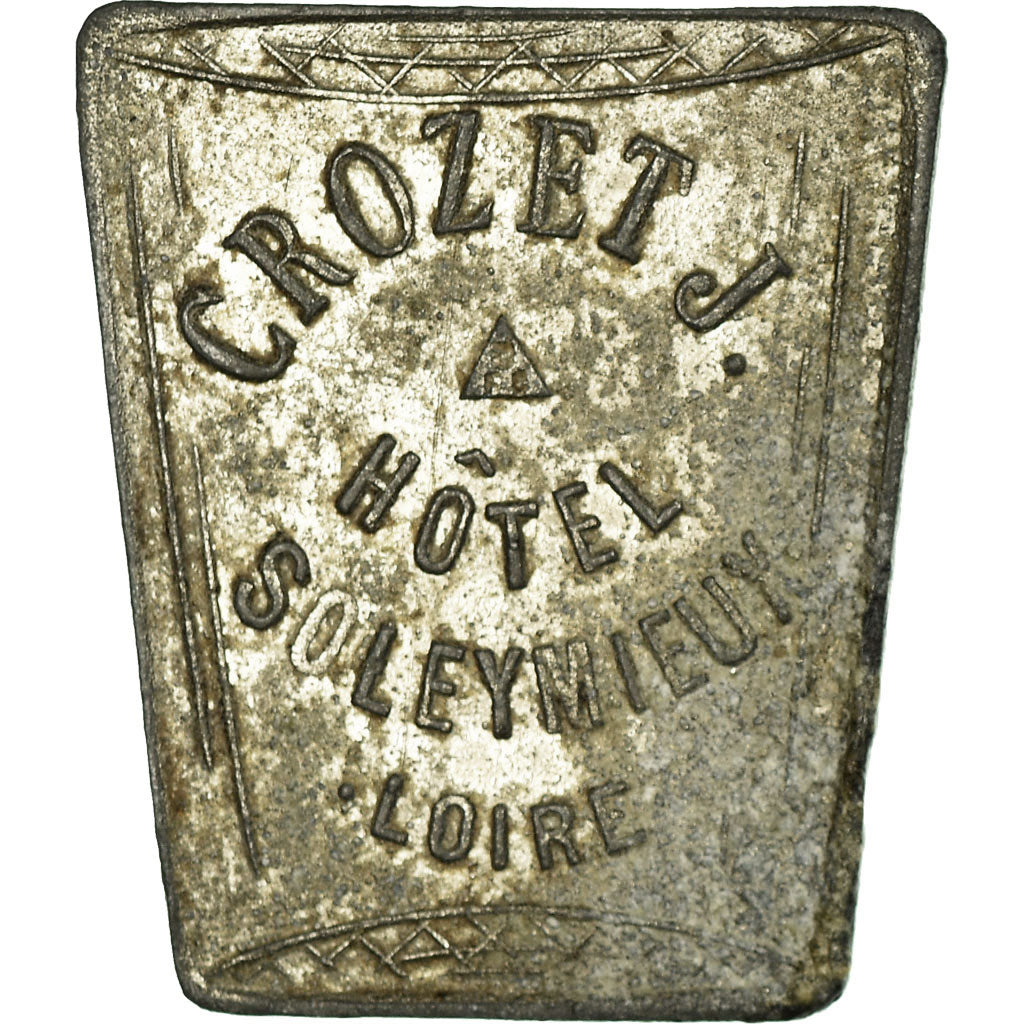 Monnaie, France, Hôtel CROZET J., Soleymieux, 12-1/2 Centimes, TTB, Zinc