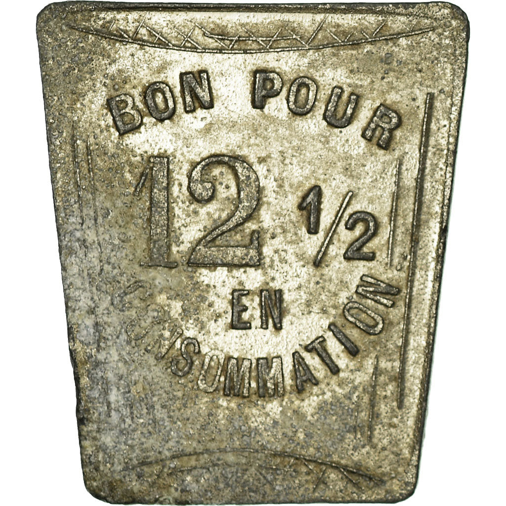 Monnaie, France, Hôtel CROZET J., Soleymieux, 12-1/2 Centimes, TTB, Zinc