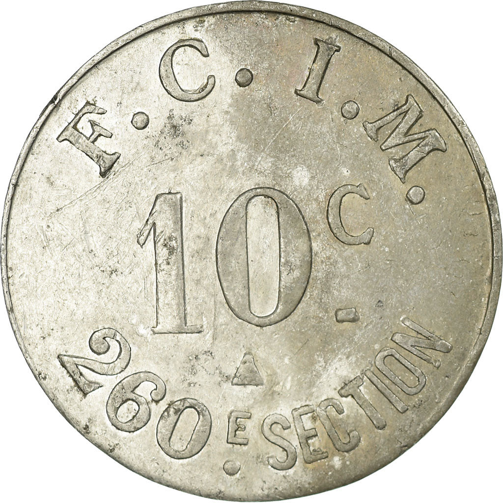 Moeda, França, F.C.I.M, 260ème section, Salins-Les-Bains, 10 Centimes, 1922