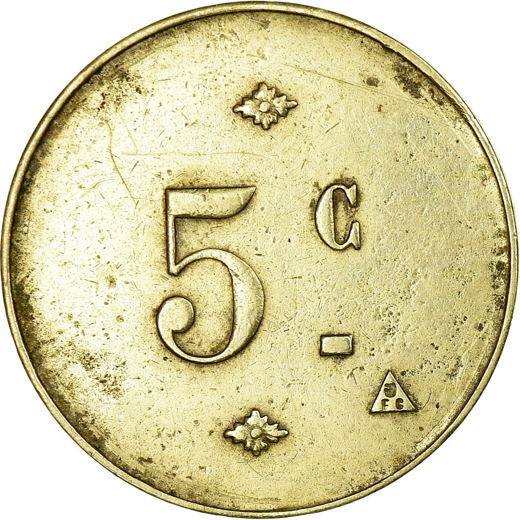 Moneta, Francia, Café du Cycle, Nantes, 5 Centimes, BB, Alpacca, Elie:15.1