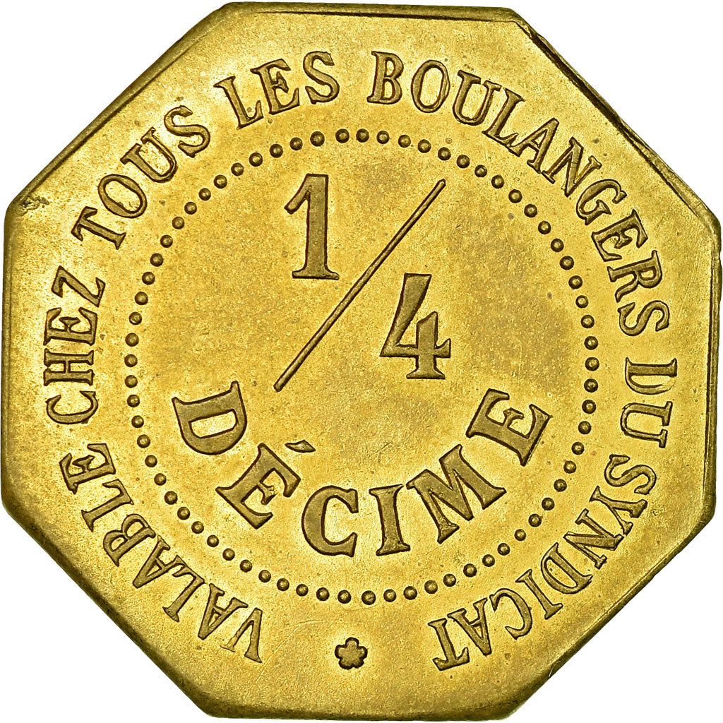 Moneta, Francia, Chambre Syndicale des Patrons Boulangers, Nantes, 1/4 Decime