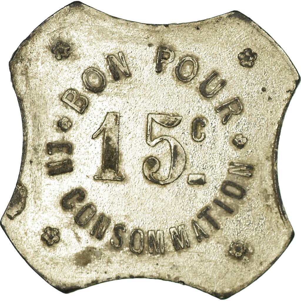 Monnaie, France, Café LAINE, Saint-Etienne, 15 Centimes, TTB+, Zinc nickelé