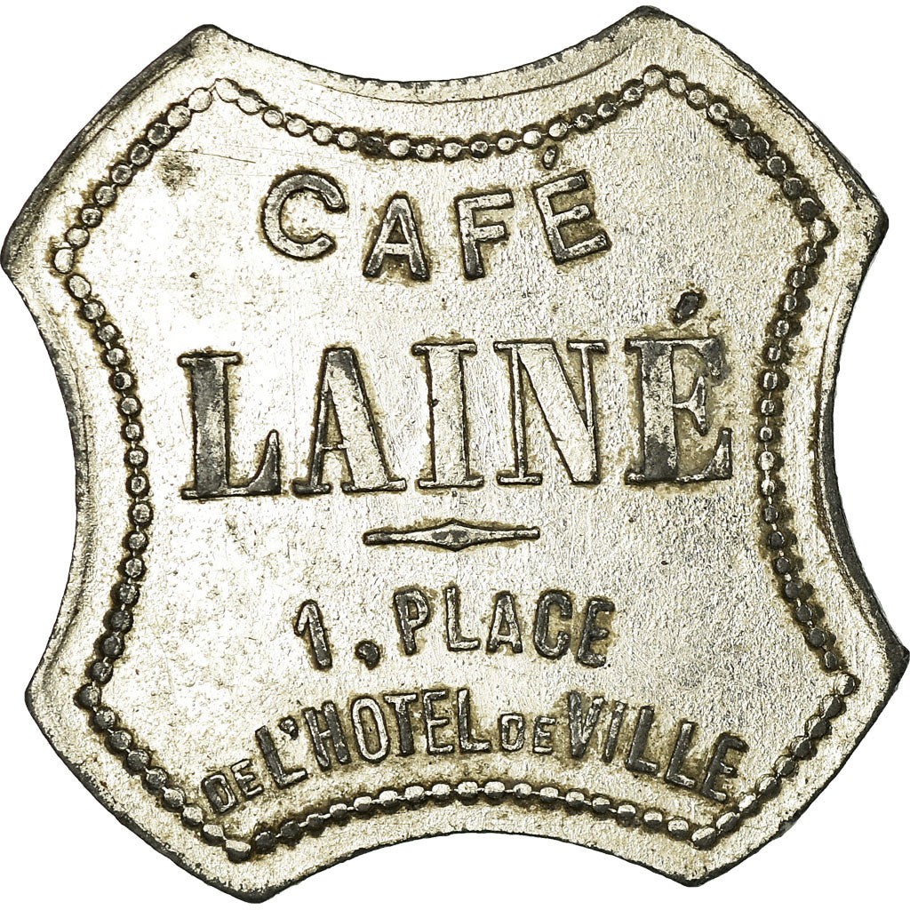 Moeda, França, Café LAINE, Saint-Etienne, 15 Centimes, AU(50-53), Nickel