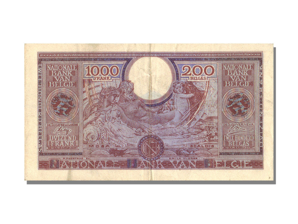 Belgium, 200 Belgas / 1000 Francs, 1943, 1943-02-01, AU(50-53)