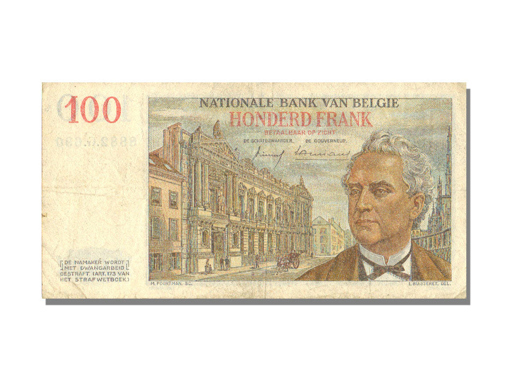 Belgium, 100 Francs, 1957, KM #129c, 1957-11-28, EF(40-45), 8882G690