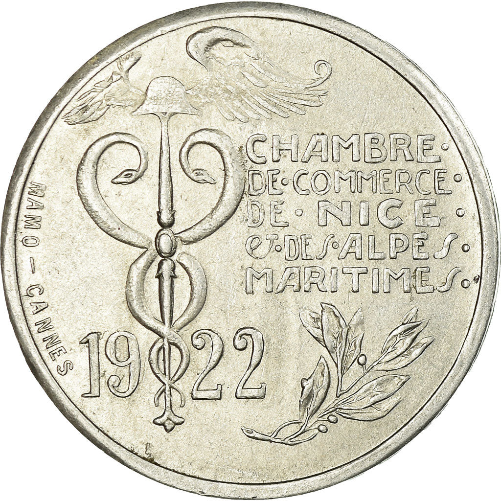 Munten, Frankrijk, Chambre de Commerce, Nice, 10 Centimes, 1922, ZF, Aluminium