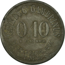 Monnaie, France, Café du Gd. Gambrinus, Nîmes, 0.10 Franc, TTB, Zinc