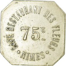 Moneta, Francia, Café Restaurant des fleurs, Nîmes, 75 Centimes, BB, Alpacca