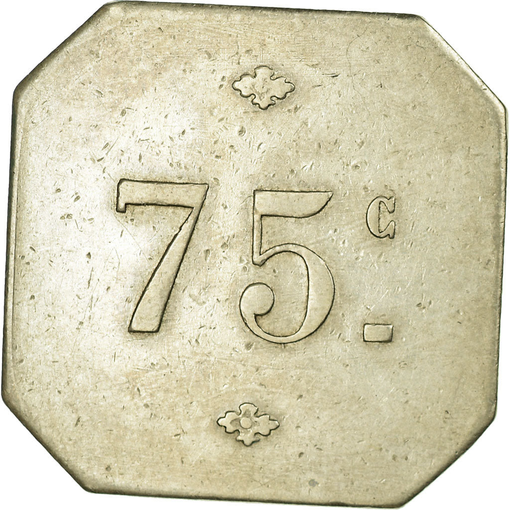 Moneta, Francia, Café Restaurant des fleurs, Nîmes, 75 Centimes, BB, Alpacca