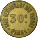 Monnaie, France, Café Restaurant des fleurs, Nîmes, 30 Centimes, TTB, Laiton
