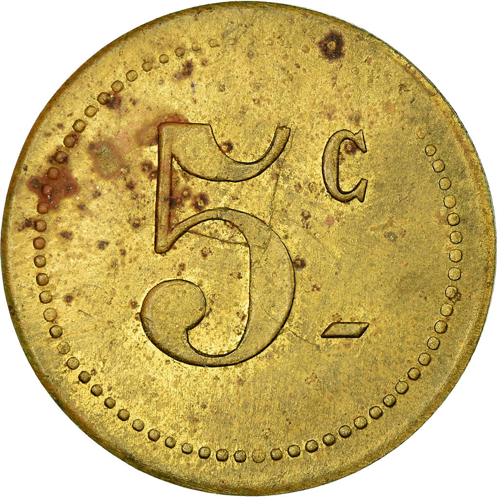 Monnaie, France, Café Restaurant des fleurs, JALABERT, Nîmes, 5 Centimes