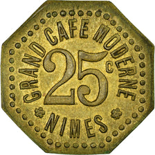 Moneda, Francia, Grand Café Moderne, Nîmes, 25 Centimes, EBC, Latón
