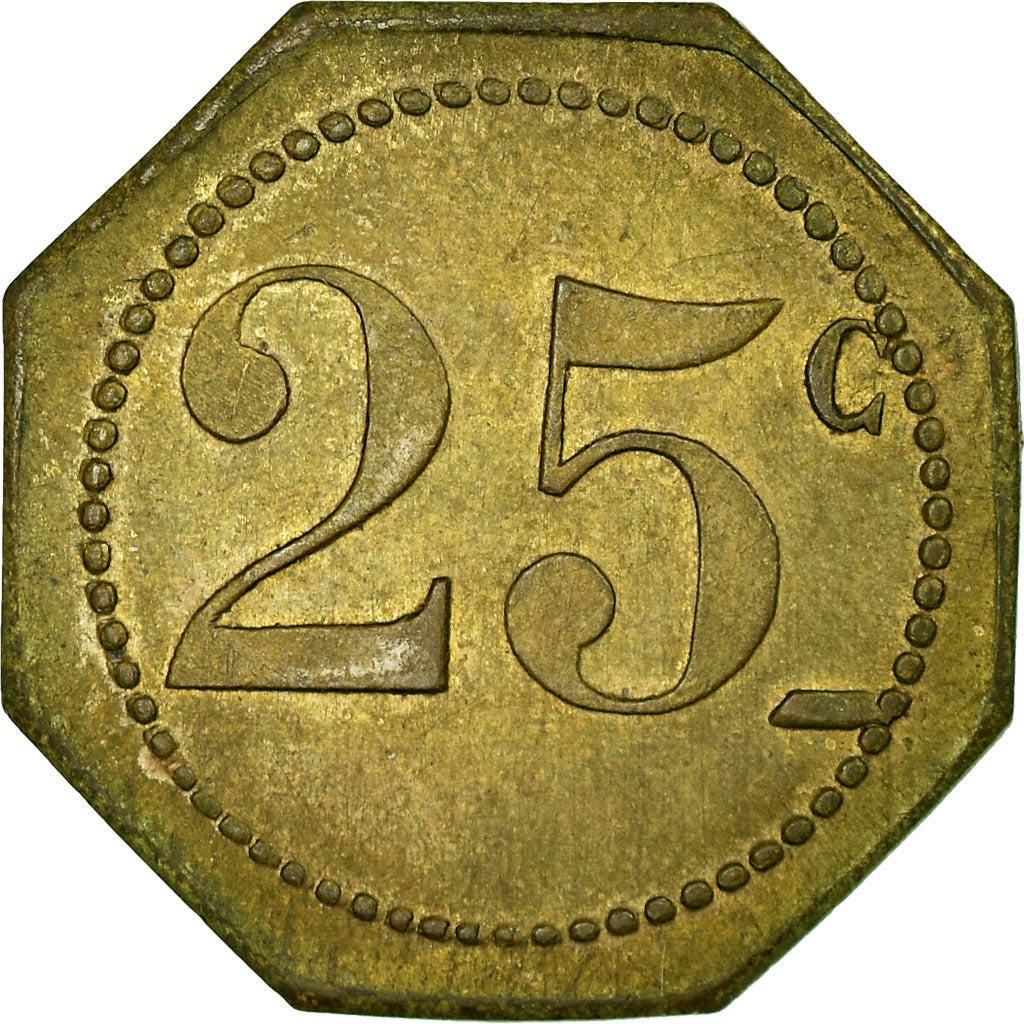 Moneda, Francia, Grand Café Moderne, Nîmes, 25 Centimes, EBC, Latón