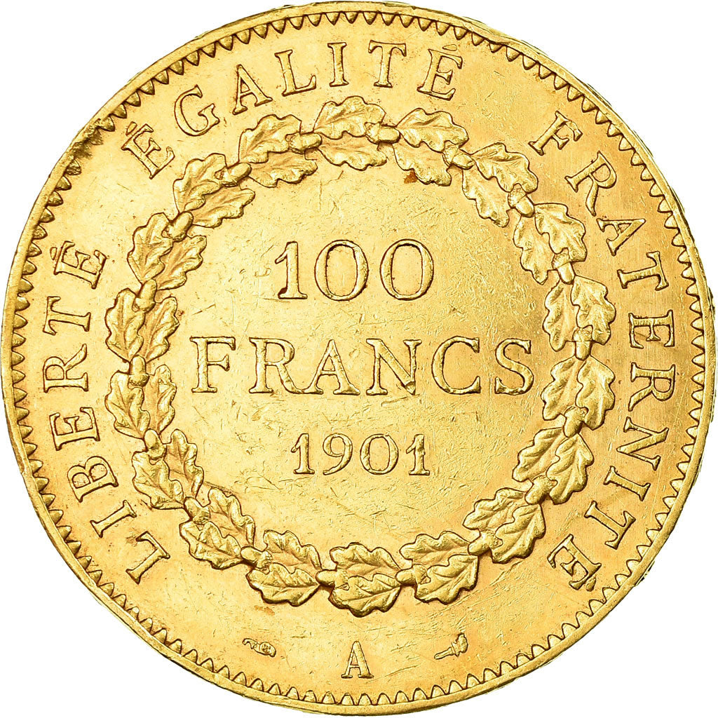 Moneda, Francia, Génie, 100 Francs, 1901, Paris, MBC+, Oro, KM:832