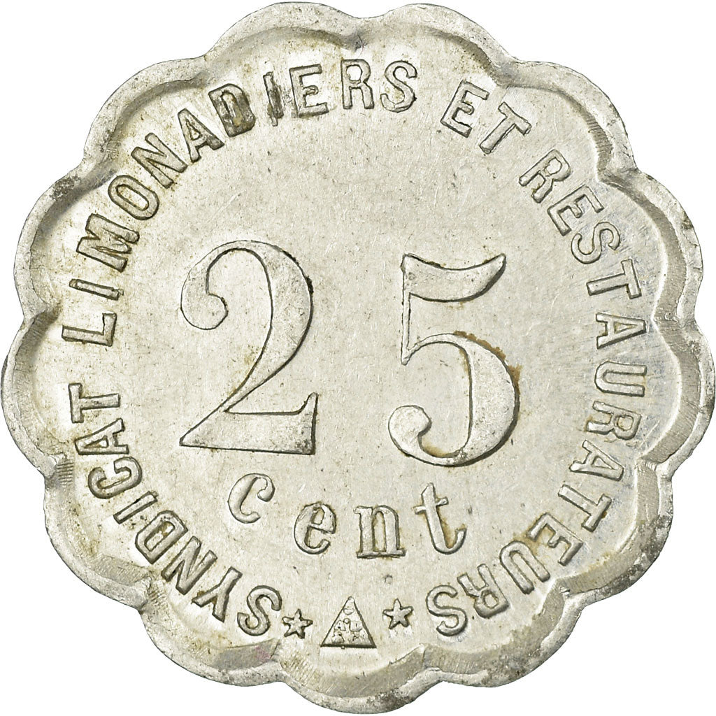 Moeda, França, Syndicat Limonadiers et Restaurateurs, Narbonne, 25 Centimes