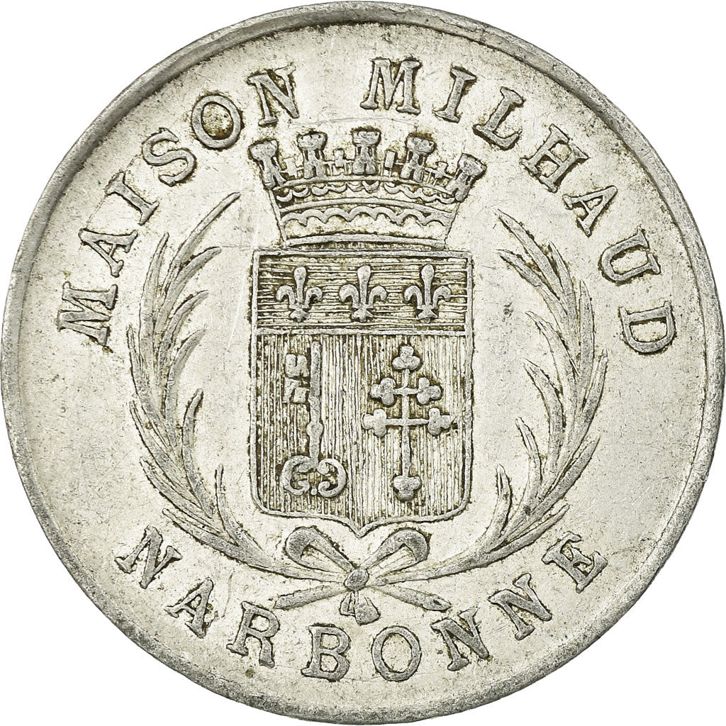 Monnaie, France, Maison MILHAUD, Narbonne, 25 Centimes, 1917, TTB, Aluminium