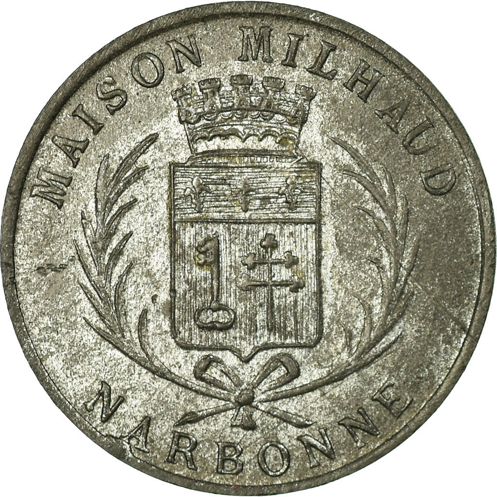 Coin, France, Maison MILHAUD, Narbonne, 5 Centimes, 1917, AU(50-53), Nickel