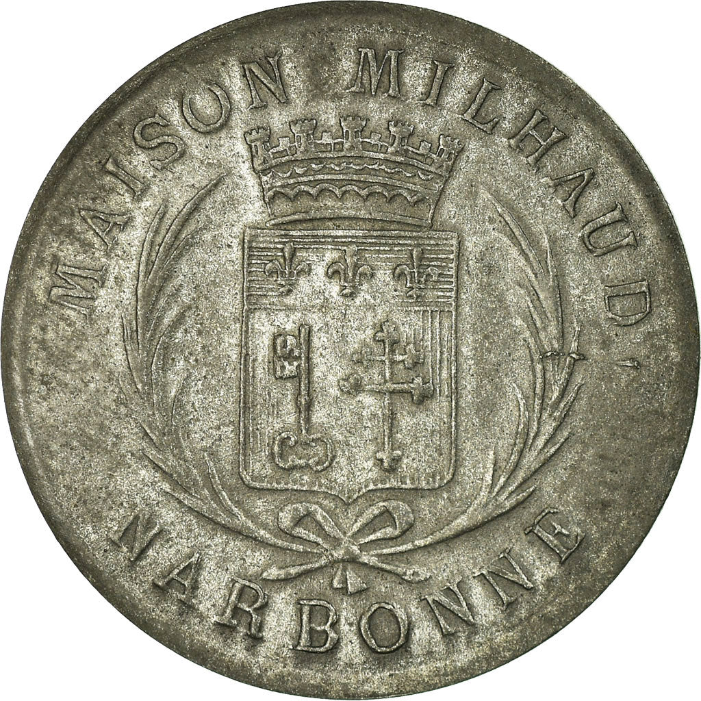 Moneda, Francia, Maison MILHAUD, Narbonne, 25 Centimes, 1917, MBC+, Nickel