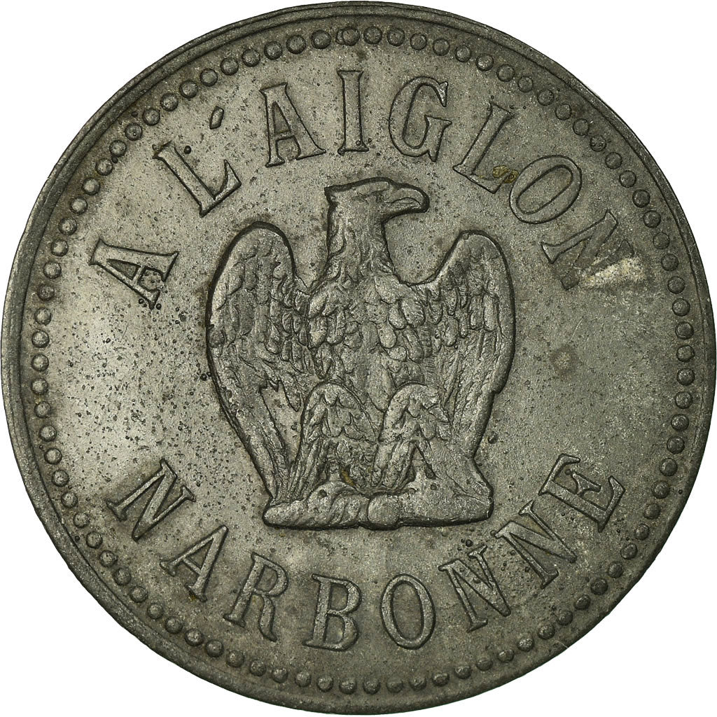 Moneta, Francia, A l'Aiglon, Narbonne, 10 Centimes, BB+, Zinco, Elie:15.2