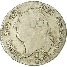 Moeda, França, Louis XVI, 15 Sols, 1791, Limoges, VF(30-35), Prata, KM:604.5