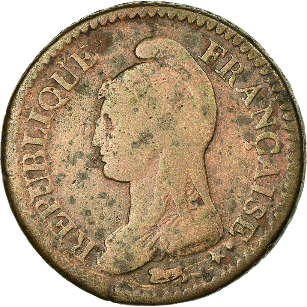 Moeda, França, Dupré, Decime, AN 5, Paris, VF(20-25), Bronze, KM:644.1