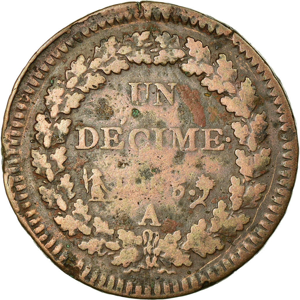 Moeda, França, Dupré, Decime, AN 5, Paris, VF(20-25), Bronze, KM:644.1