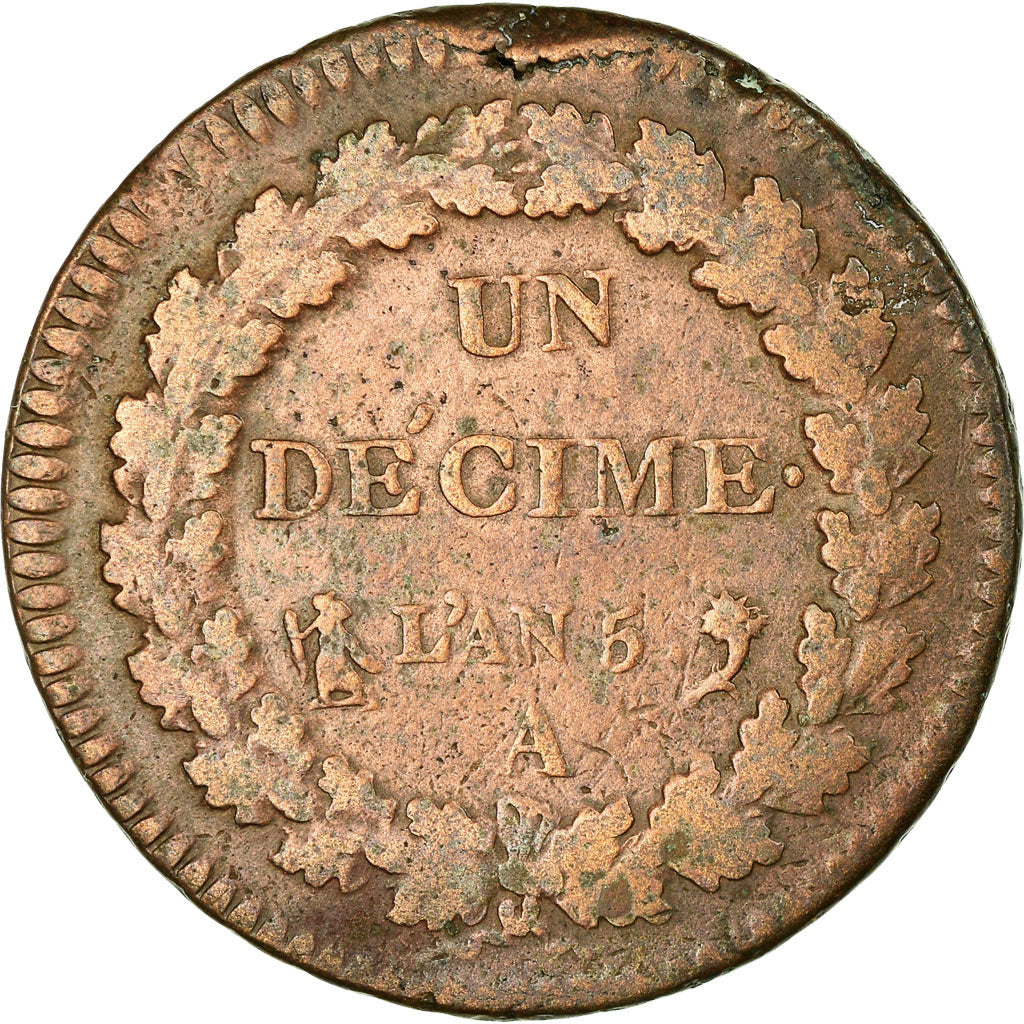 Monnaie, France, Dupré, Decime, AN 5, Paris, TB, Bronze, Gadoury:187, KM:644.1