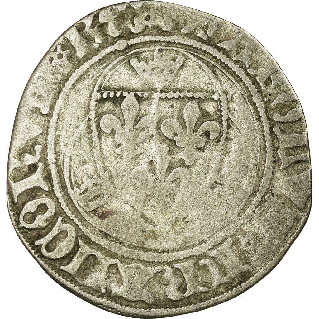 Monnaie, France, Charles VII, Blanc à la couronne, Paris, TB, Billon