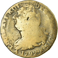 Moneta, Francia, Louis XVI, 2 Sols, 1792, Orléans, B+, Bronzo, KM:603.14