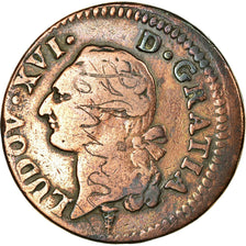 Coin, France, Louis XVI, Sol à l'Ecu, 1789, Bordeaux, VF(20-25), Copper