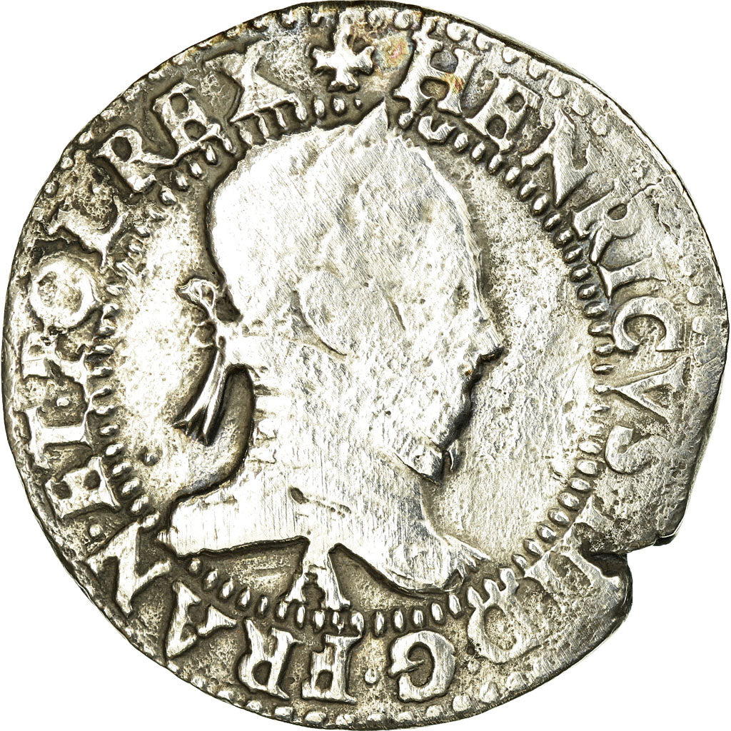 Moneta, Francia, Henri III, Franc au Col Plat, 1585, Paris, MB, Argento