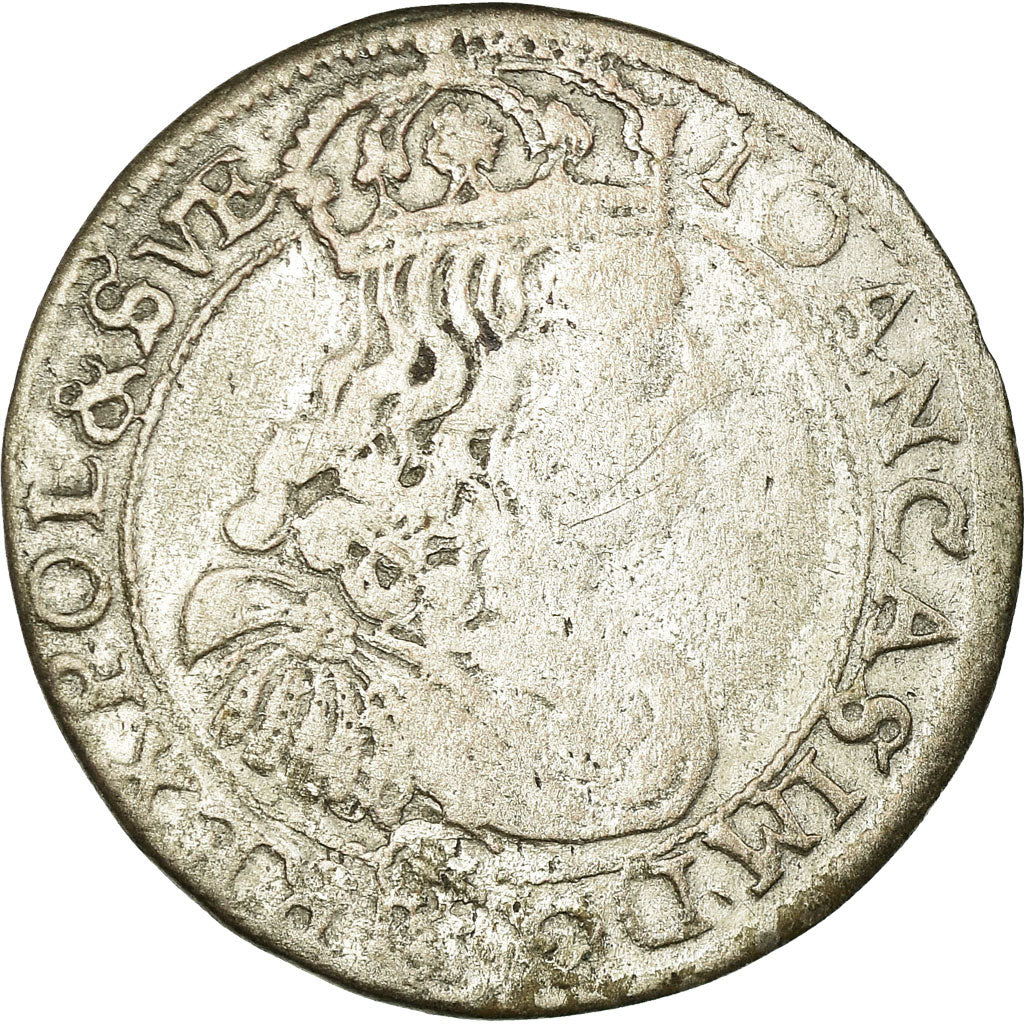 Monnaie, Pologne, Johann Casimir, 6 Groschen, 1667, Krakow, TB, Argent, KM:121