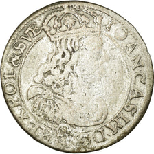 Monnaie, Pologne, Johann Casimir, 6 Groschen, 1667, Krakow, TB, Argent, KM:121