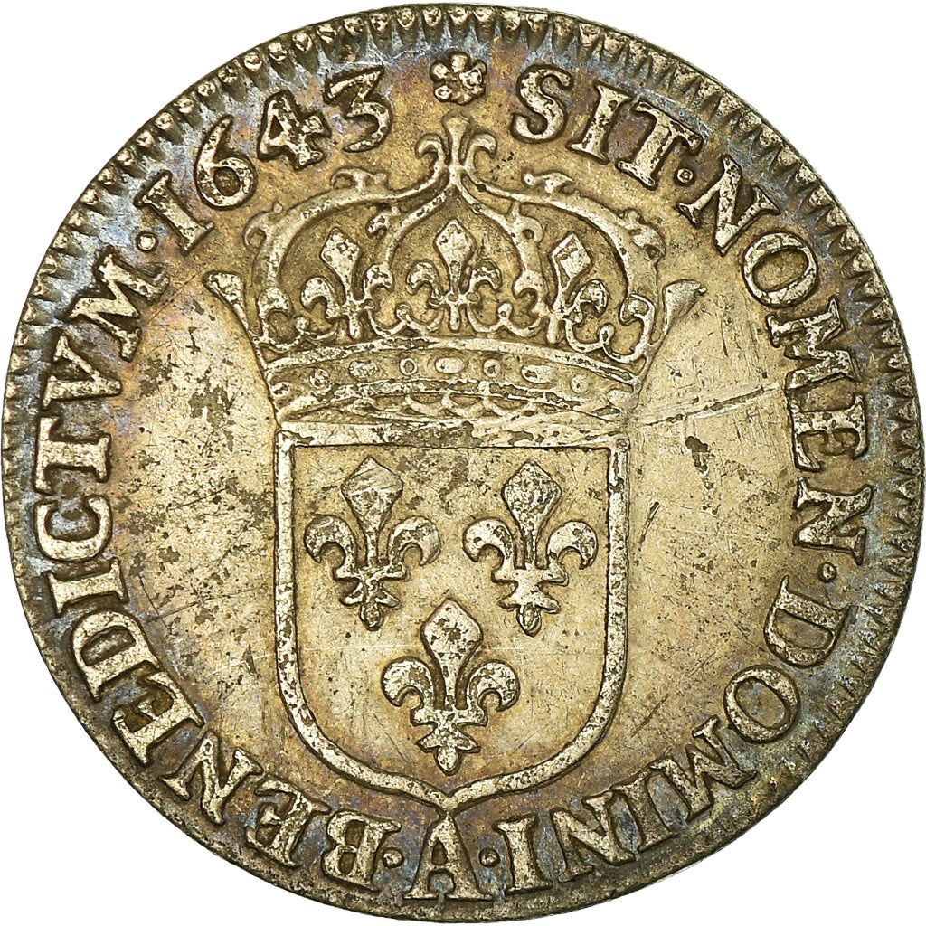 Moneda, Francia, Louis XIII, 1/12 Ecu, 1643, Paris, 2ème poinçon de Warin