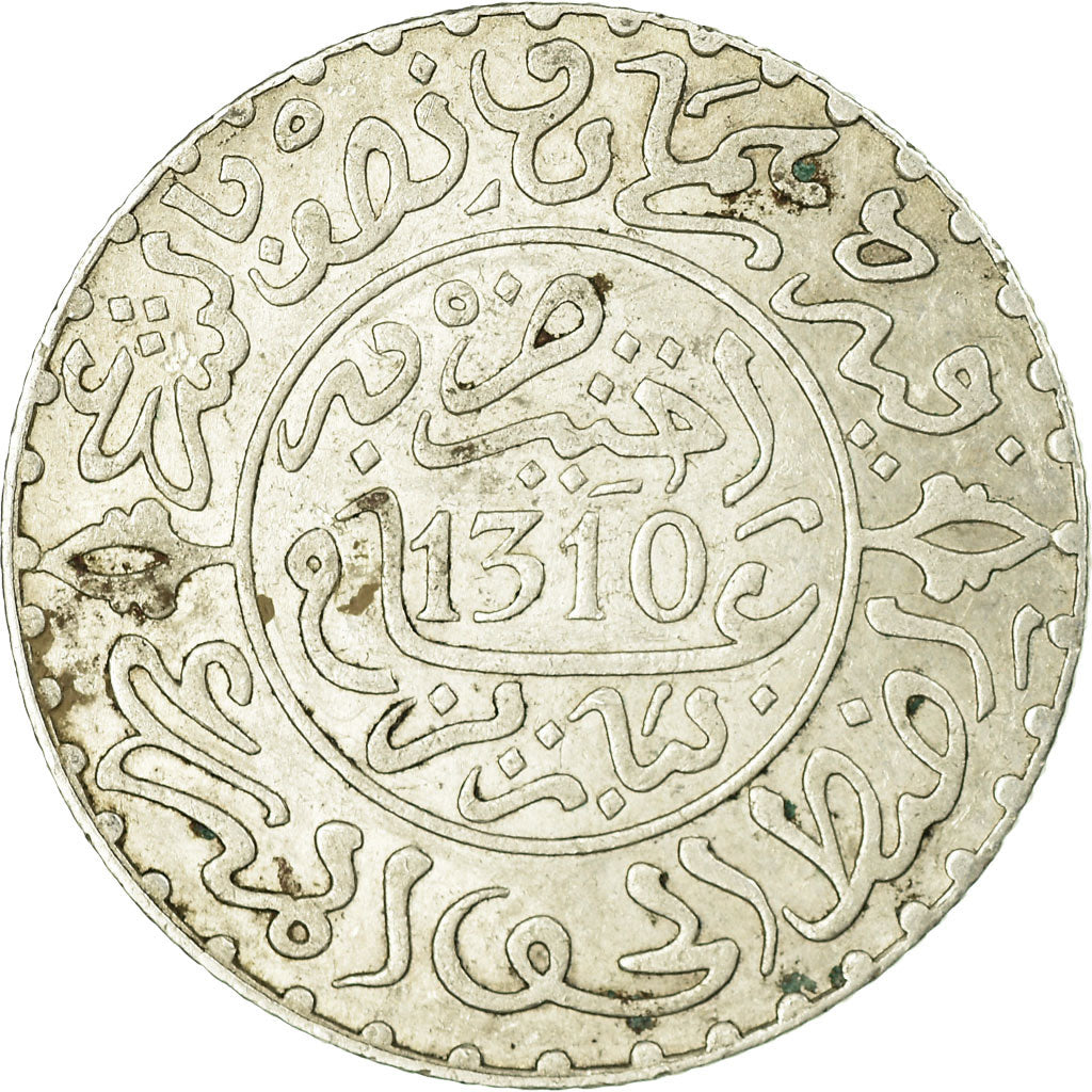 Coin, Morocco, Moulay al-Hasan I, 2-1/2 Dirhams, 1892, Paris, AU(50-53), Silver