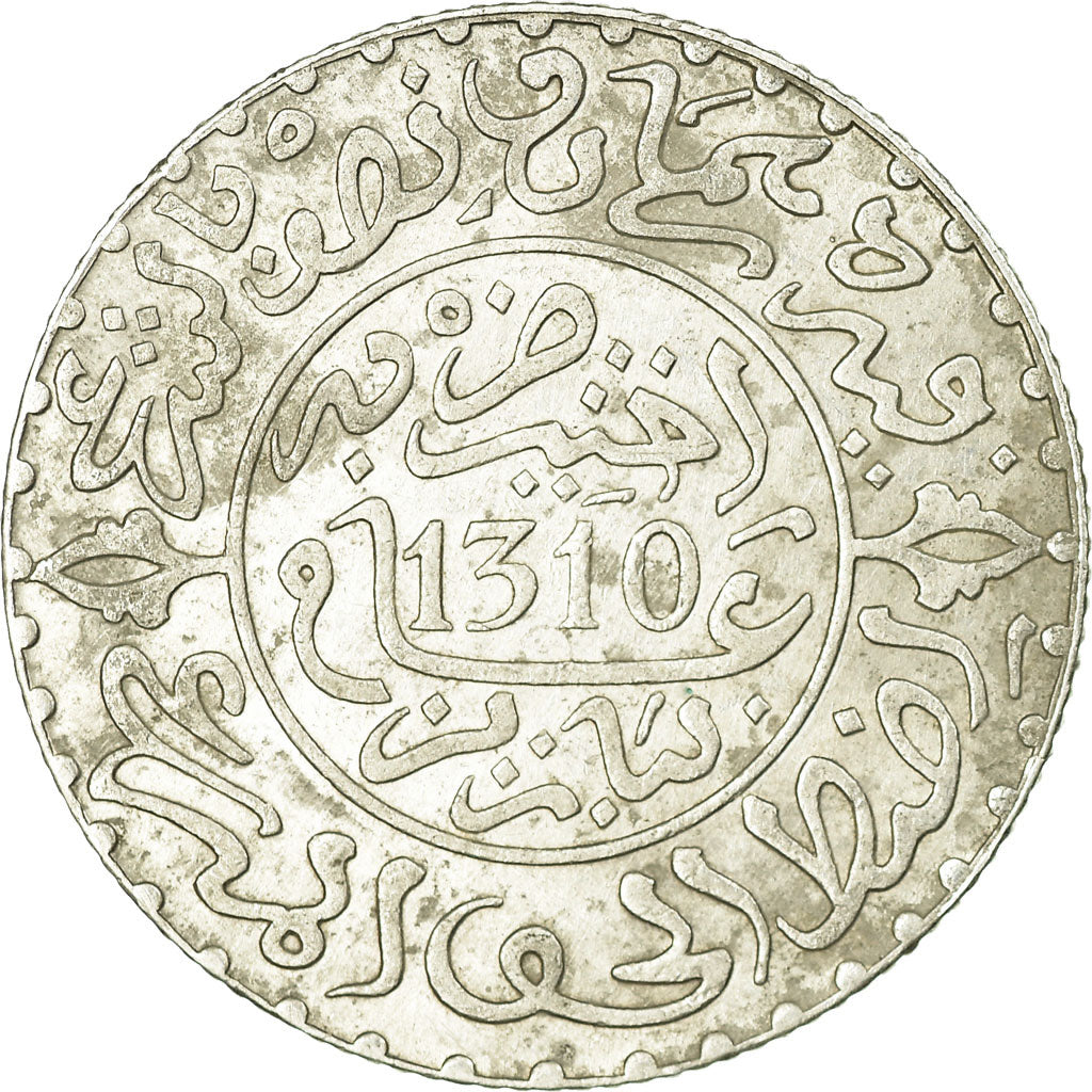 Coin, Morocco, Moulay al-Hasan I, 2-1/2 Dirhams, 1892, Paris, AU(50-53), Silver